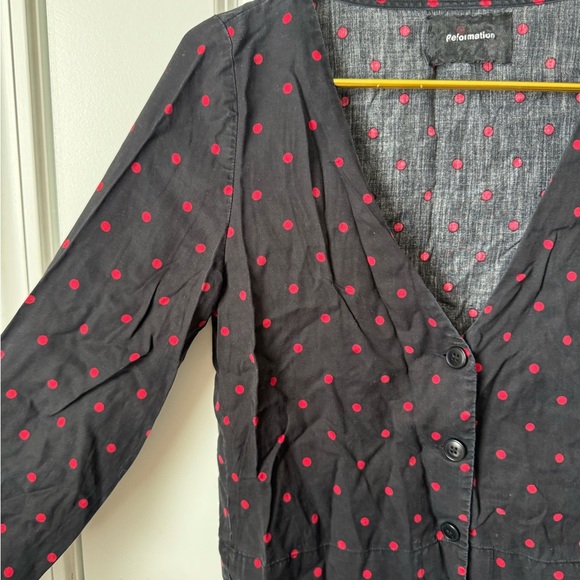 REFORMATION polka dot cropped blouse - Picture 3 of 6